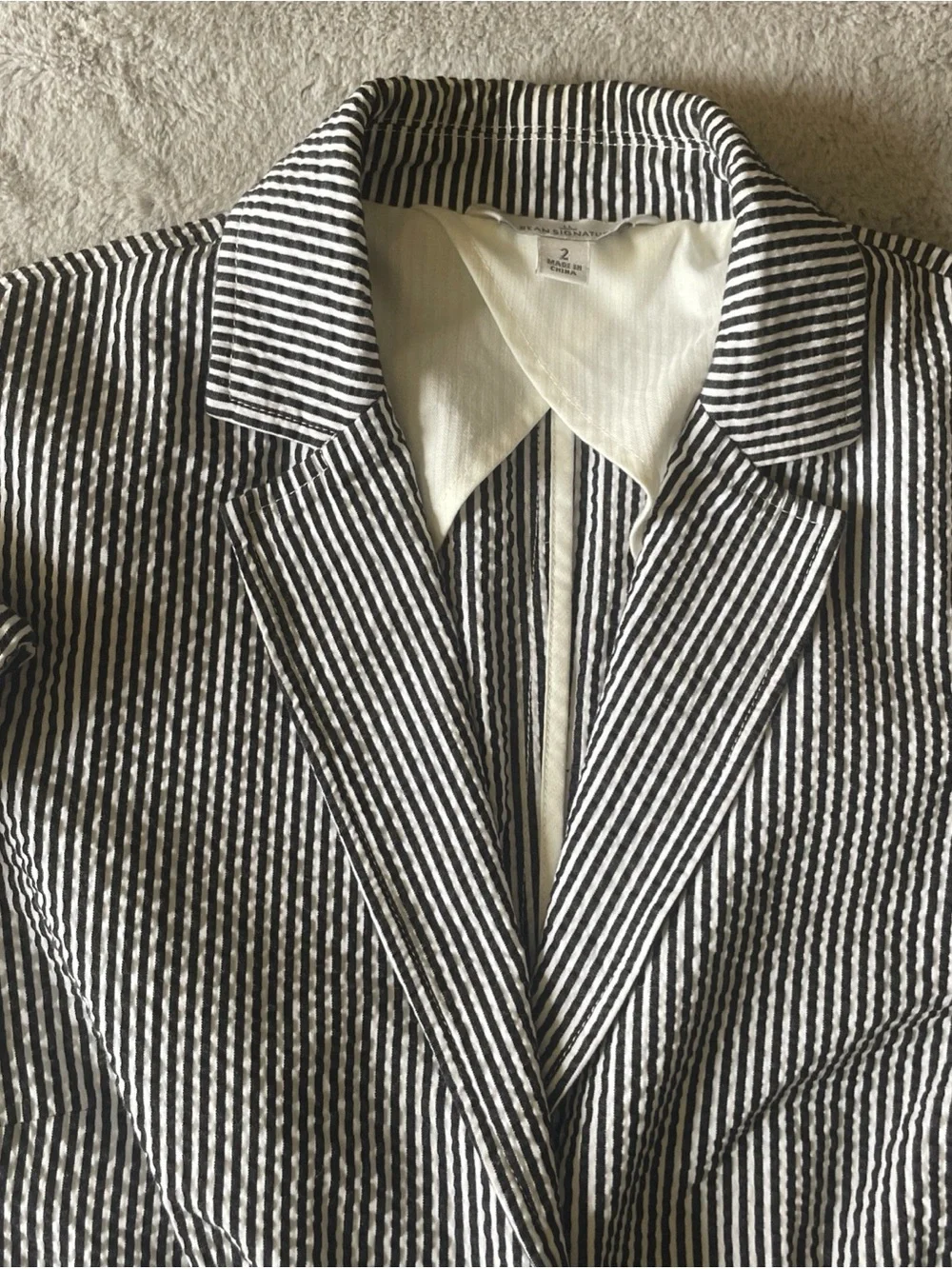 Striped Black and White Women's Blazer